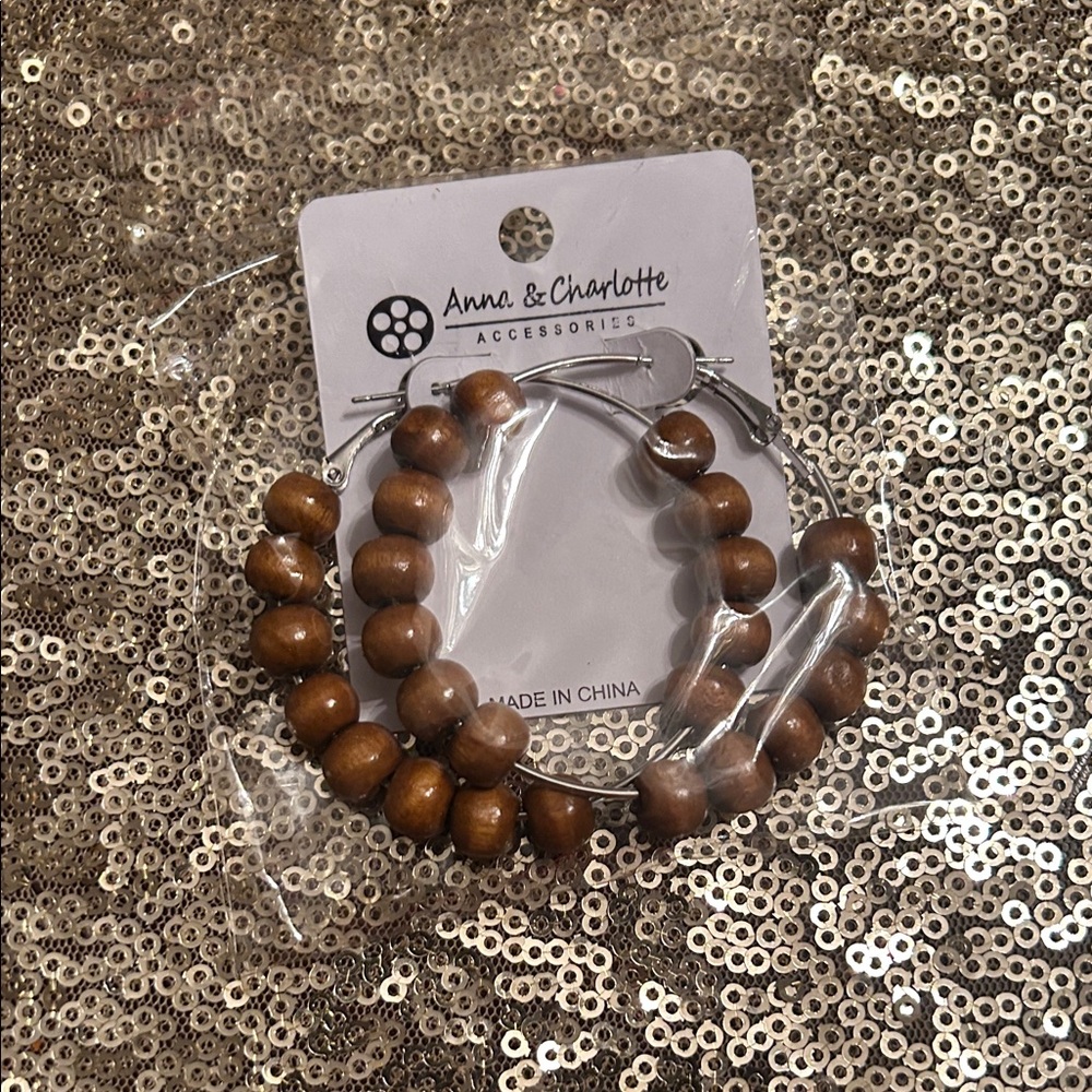 Anna & Charlotte caramel Beaded Hoop Earrings